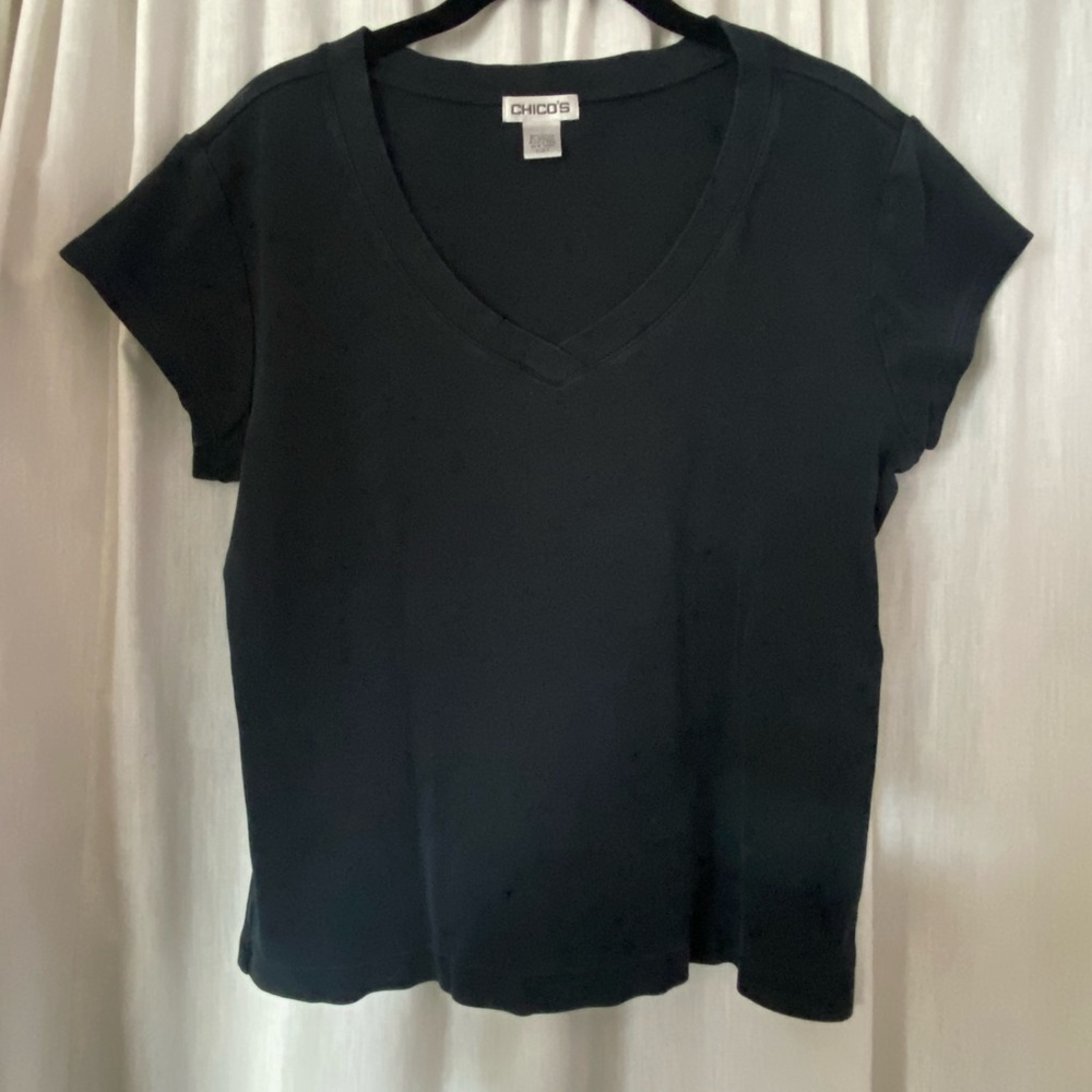 Chico’s Black Tee Shirt Size Woman’s 2